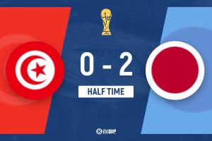 半场-日本2-0突尼斯 镰田大地、上田绮世破门达赫曼极限门线神扑